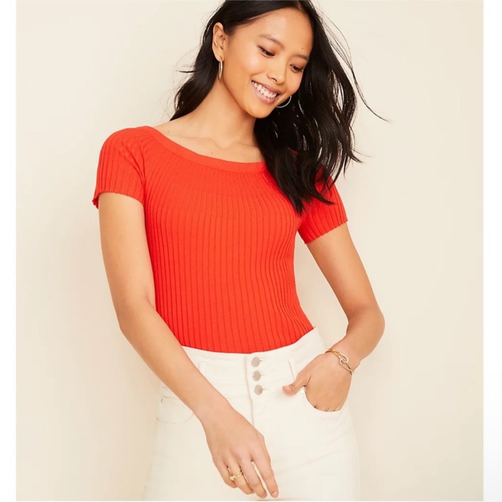 Ann Taylor Off the Shoulder Ribbed Top